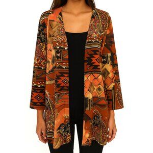 Vintage Algo Duster Jacket Cardigan Aztec Western Boho Retro Party Sz 14
